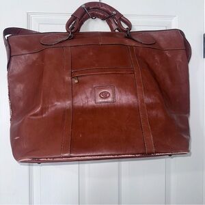 Vintage Italian Genuine Leather Brown Duffle Bag